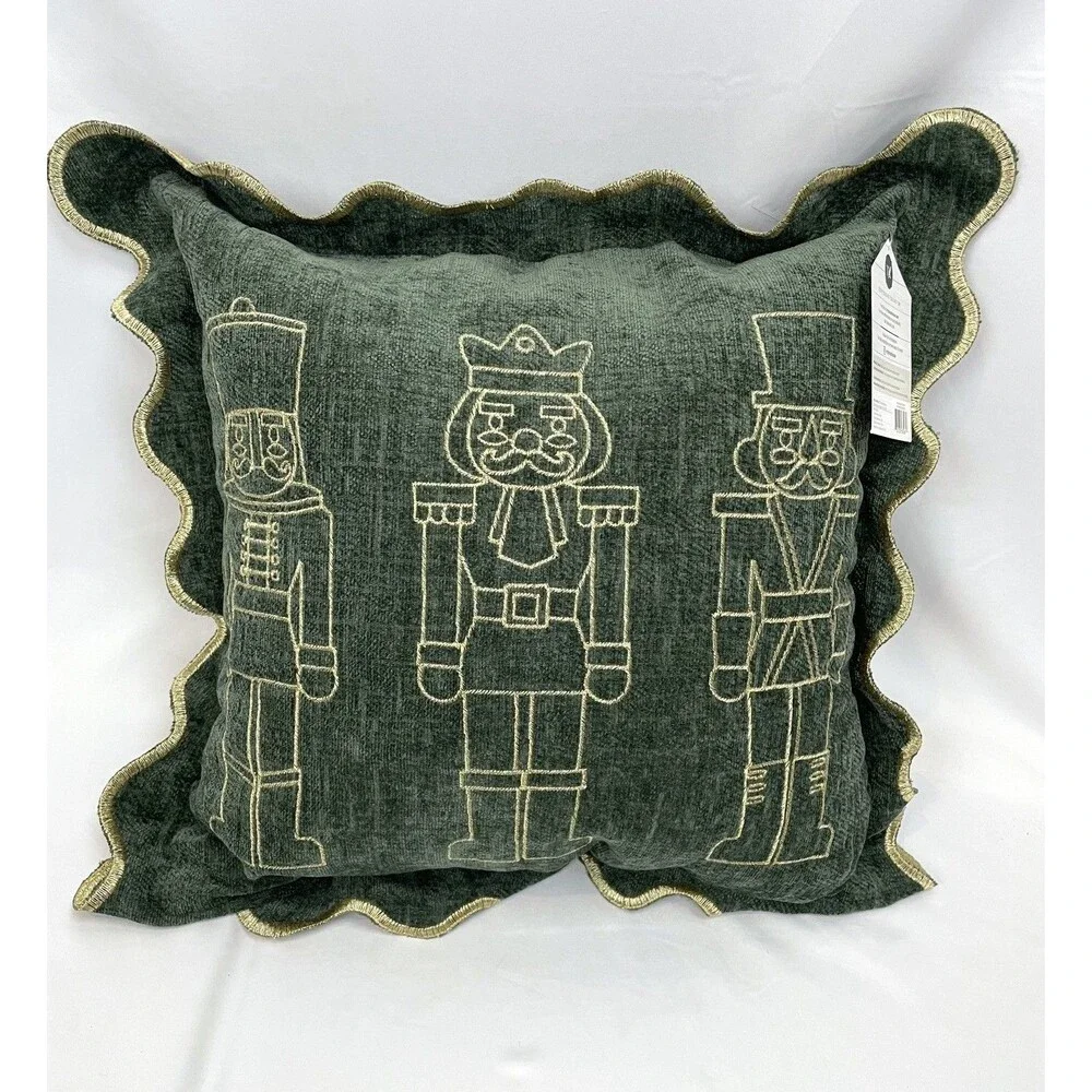 My Texas House Green Nutcraker Christmas Decorative Holiday Throw Pillow 18x18